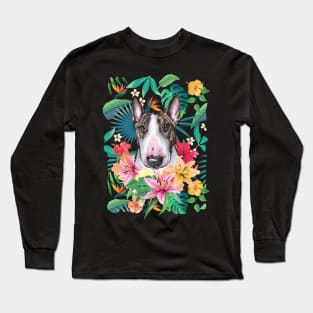 Tropical Brindle Bull Terrier Long Sleeve T-Shirt